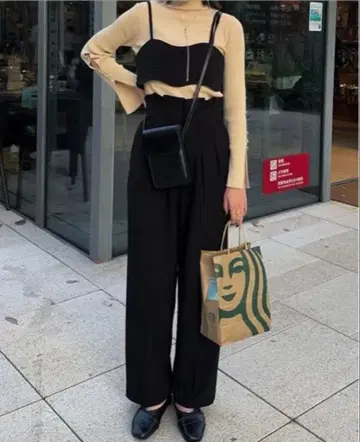 [ 1 ] Eaphi belt ribbon high waist pants