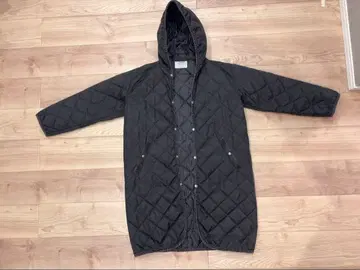 SONNY LABEL 블랙 퀼팅 후드 코트 L
