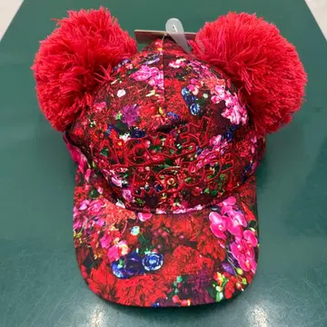 디즈니 x 니나가와 미카 이매지닝 더 매직 미키마우스 꽃무늬 폼폼 캡