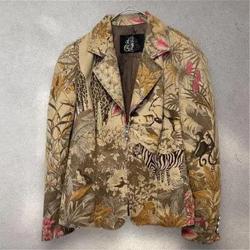 레어 고급 이타리야 S 동물 패턴 테일러드 자켓 베이지 계열 지퍼
