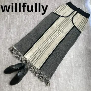 [ 새상품급 ] willfully 니트 롱 스커트 F 사이즈 프린지