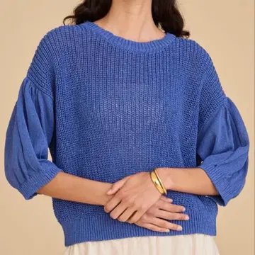 하우스 오브 로터스 하찌 퍼프 슬리브 풀오버 블루