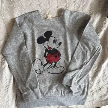 미키마우스 프린트 그레이 맨투맨