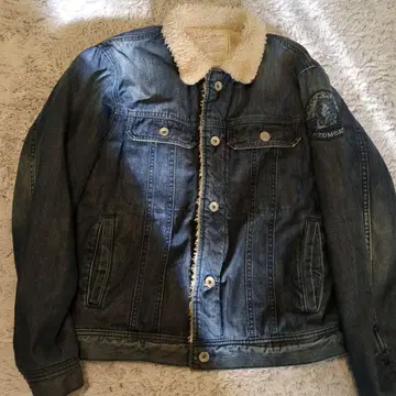 AVIREX 데님 자켓 플리스 옷깃 톰캣 자수