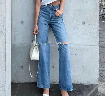 셰리에 오카야마 크래쉬 플레어 데님