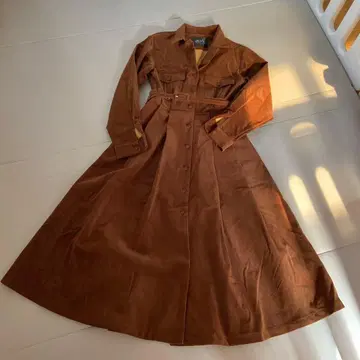 브라운 코듀로이 셔츠 원피스