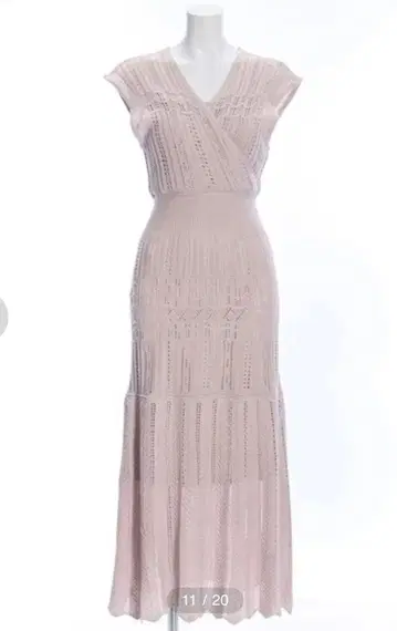 [새상품급] CLEAR 클리어 카슈쿨 슬리브리스 크로셰 니트 원피스