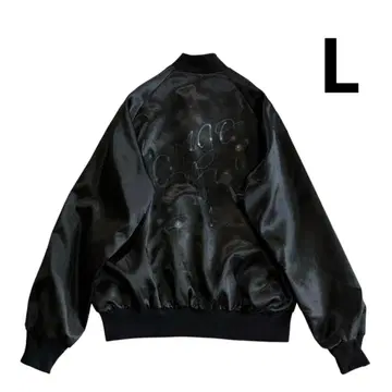 80s 90s USA제 백 페인트 나일론 바시티 자켓 L 블랙