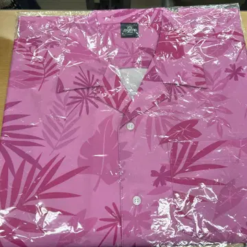 주토피아 알로하 셔츠 핑크 잎 패턴