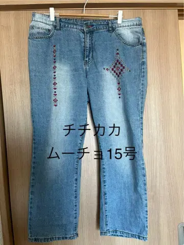 티티카카 무초 15호 자수 라이트 블루 데님 팬츠