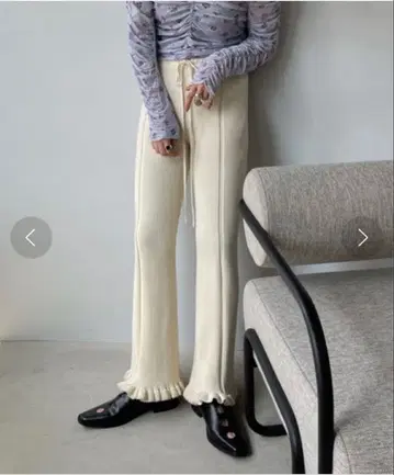 SANSeLF 산세르프 볼륨 프릴 리브 팬츠 니트 팬츠