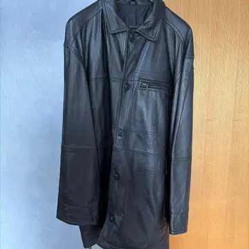 크로스 헤븐 블랙 가죽 코트