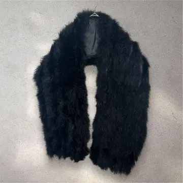 라블레어 블랙 퍼 롱 스톨 깃털