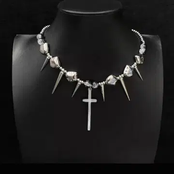 archive silver necklace Cross y2k grunge