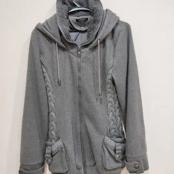 clear 후드 부착 그레이 자켓