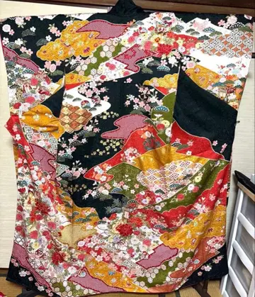 고전 패턴 시보리 염색 후리소데 기장 160