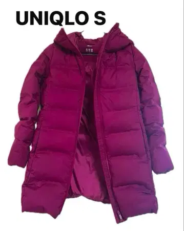 유니클로 심리스 다운 자켓 S 마젠타 컬러