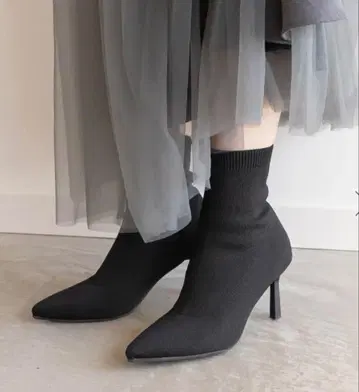 randa 삭스 부츠 블랙 L 소프트 스트레치 니트 삭스 부츠