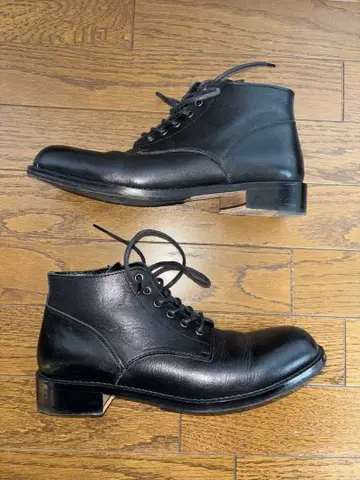 PADRONE 블랙 가죽 사이드 지퍼 부츠