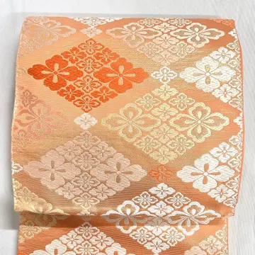 미착용 후쿠로 오비 살몬 핑크 능 직물 금사 기모노 오비 012k