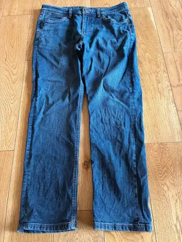 다크 블루 스트레이트 데님 팬츠