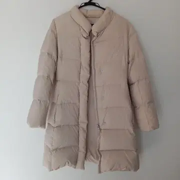 베이지 다운 자켓 롱 기장