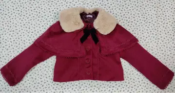 axes femme Kawaii 퍼 달린 와인 레드 케이프 코트