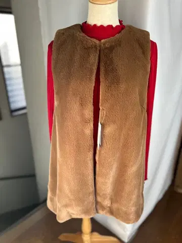 [새상품] Discoat 인조 모피 롱 베스트