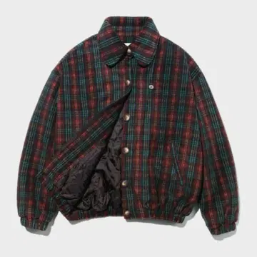 kijiko 그랑 웜 체크 점퍼 레드 그린