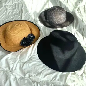 밀짚모자 햇 3세트 베이지 블랙 그레이