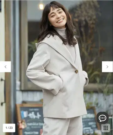 23구 울 캐시미어 비버 후드 부착 숏코트 34 라이트 베이지