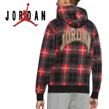 Jordan 체크 무늬 후드 부착 후드티 백 로고 조던 맨투맨