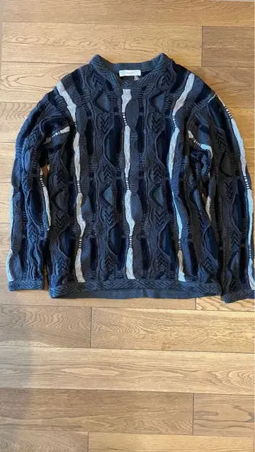 INHERIT 케이블 니트 스웨터 네이비/그레이