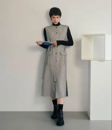 새상품 allureville 멜란지 미니 헤링본 지레 원피스