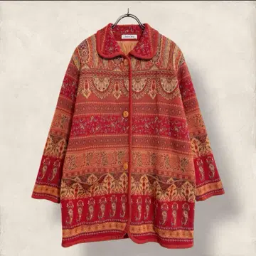 빈티지 울 자켓 코트 명족풍 올 패턴 쇼와 레트로