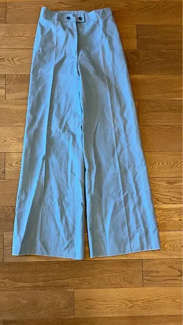 스카이블루 와이드 팬츠 프론트 지퍼 구제 의류