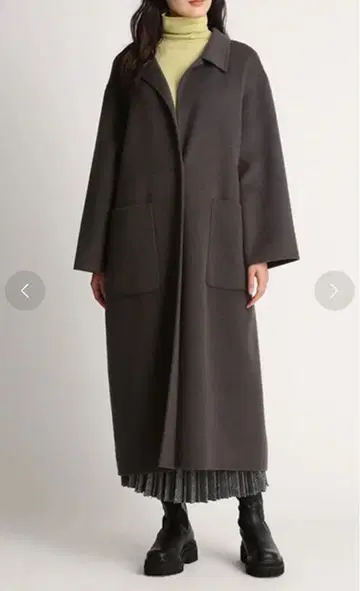 mila owen 접결 샤기 린 실루엣 코트 그레이 미라 오웬