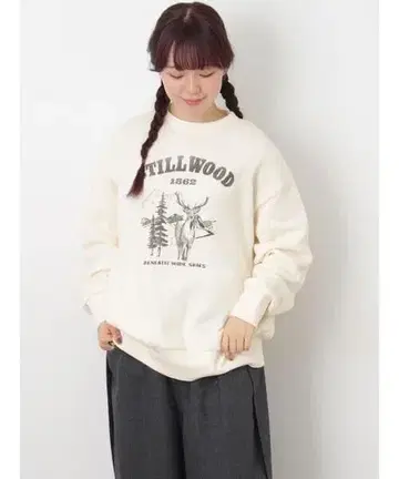 새상품 사만사 모스모스 쭈리 프린트 맨투맨 나츄란 니코앤드