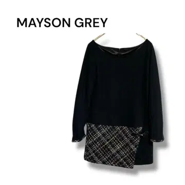 [메이슨 그레이] 니트 튜닉 원피스 무릎 기장 귀여운 블랙 2