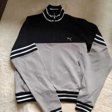 PUMA 하이넥 저리 상하의 블랙/그레이 L