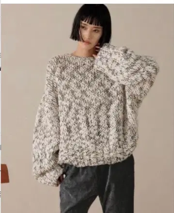 새상품 Lowrys farm 슬라브 니트 풀오버 LS