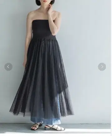 yuw 튤 베어 원피스 블랙 미사용