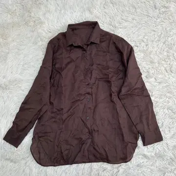 Plage 플라주 린넨 100% 긴팔 셔츠 시어 셔츠 브라운