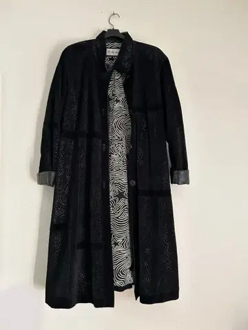 Only you 가죽 블랙 롱 코트