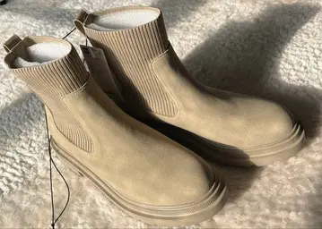 새상품 미사용 GU 리브 니트 삭스 부츠 L 베이지