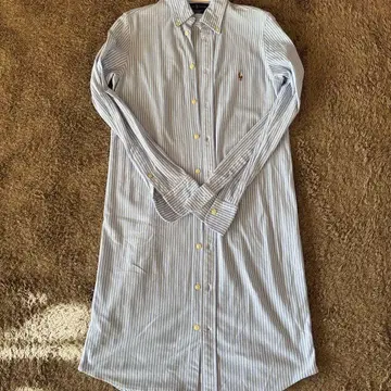 랄프 로렌 파랑과 화이트 스트라이프 롱 셔츠