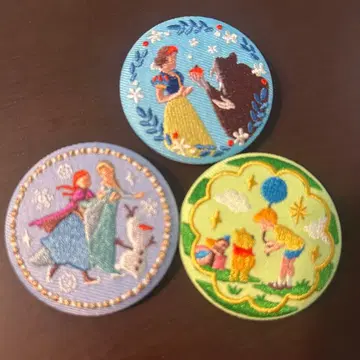 디즈니 자수 캔뱃지 캔배치 안나 안나와 눈의 여왕 푸우 백설공주