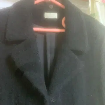 블랙 울 혼방 싱글 버튼 롱 코트 HABITUS