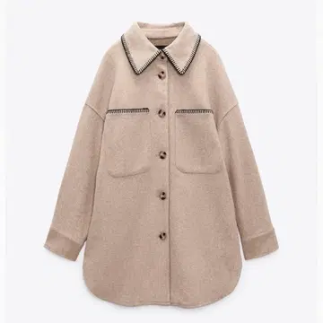 ZARA 자라 소프트 셔츠 자켓 대비 탑스티치 XS
