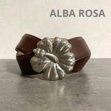 희귀! 초레어! ALBA ROSA 하이비스커스 버클 브라운 가죽 벨트